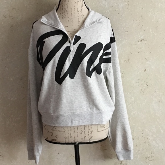 PINK VS Quarter-Zip Pullover Top Tee New With Tag - Picture 3 of 8